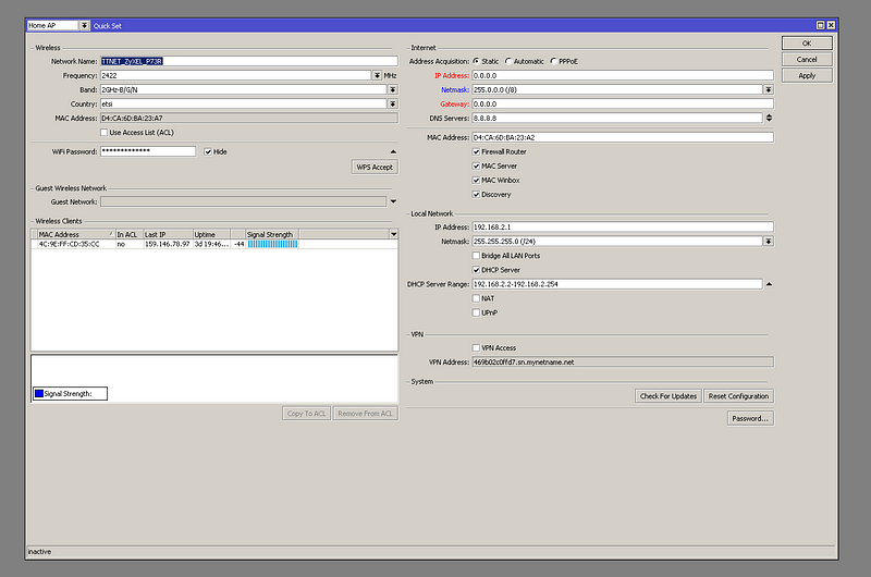 MikroTik Quickset